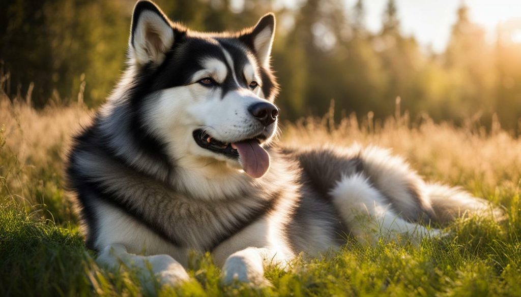 Alaskan Malamute with a friendly expression