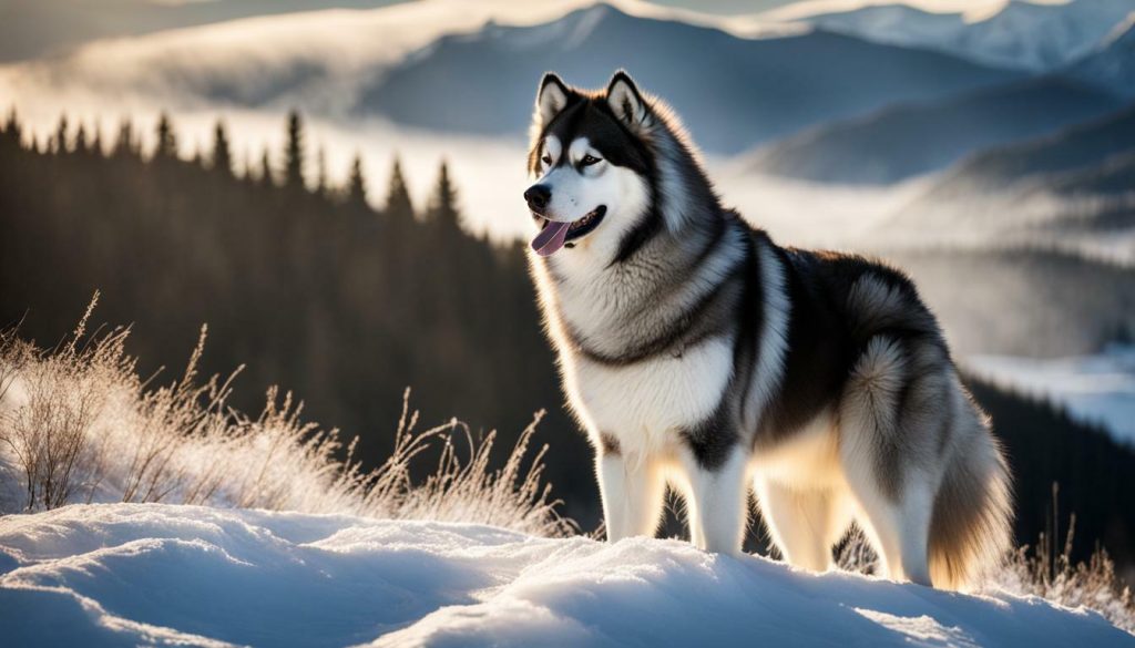 Alaskan Malamute with a thick coat