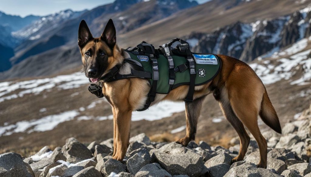 Belgian Malinois working in a search and rescue mission