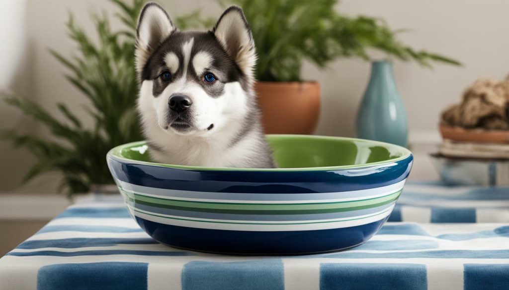 GoTags Preppy Stripes Ceramic Personalized Dog Bowl