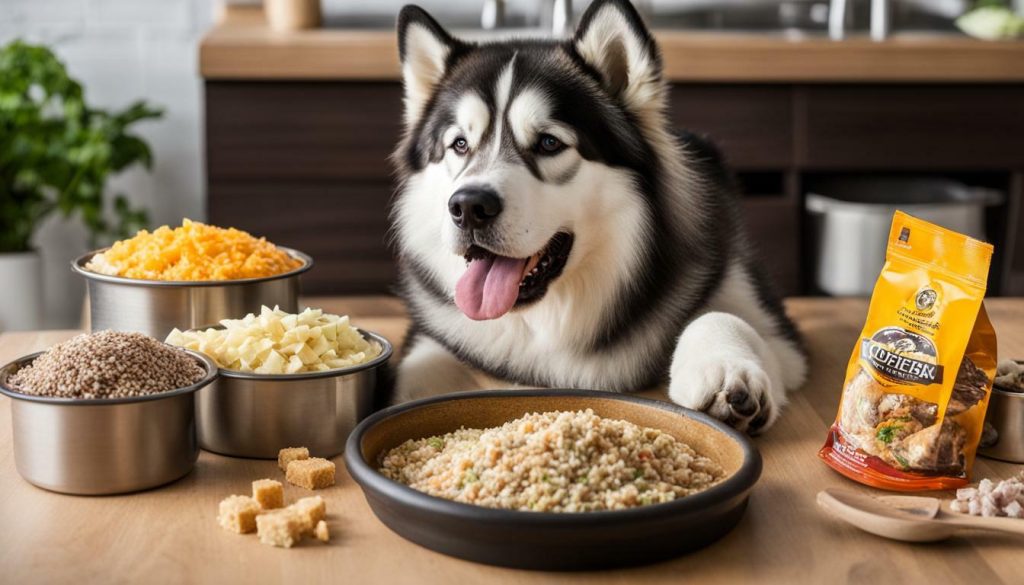 Malamute with food topper