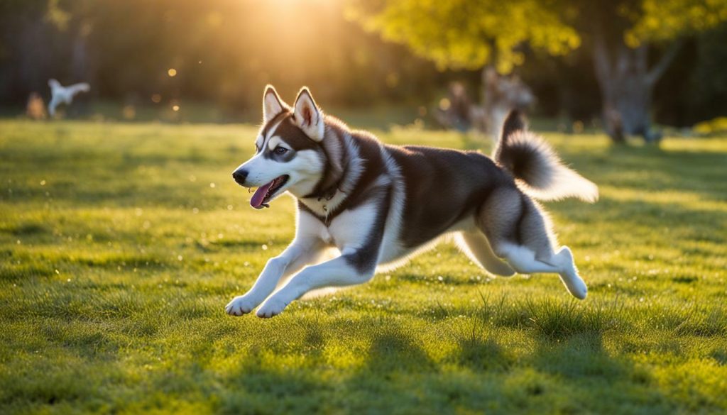 Miniature Husky Playing in the Park