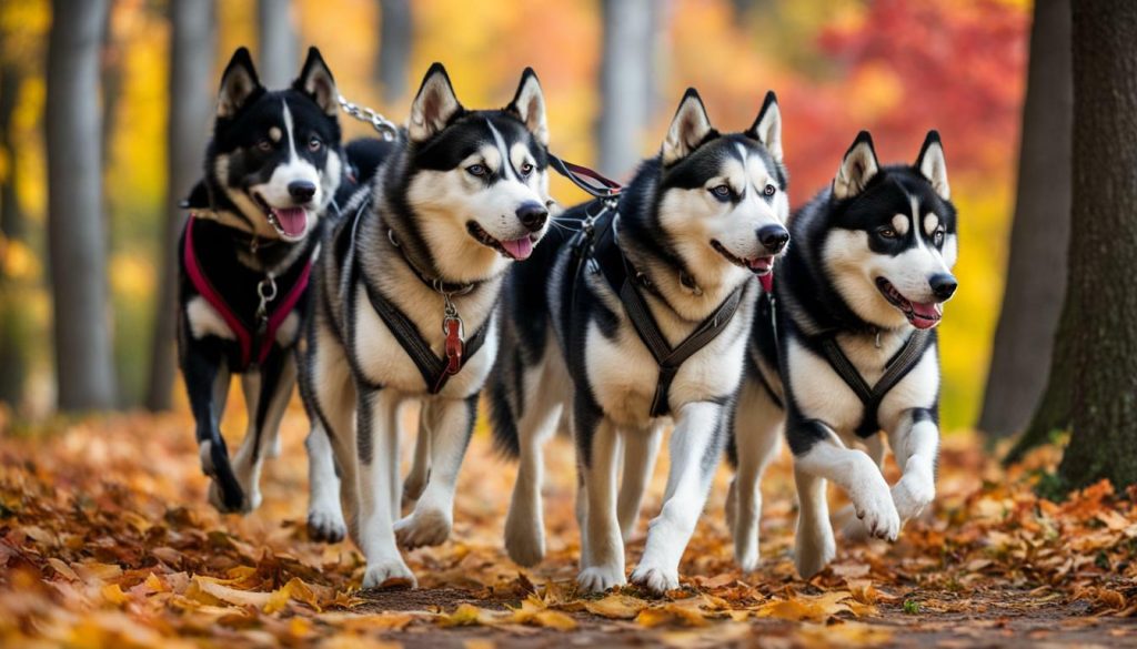 train huskies to walk by their owner's side